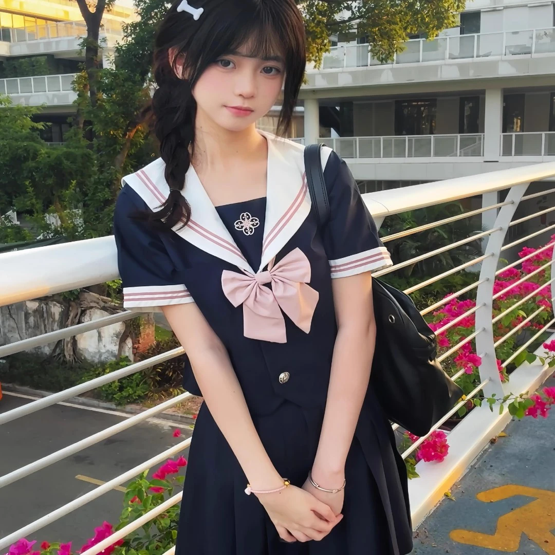 【樱岚川】原创正版水手服JK制服夏季短袖学生套装校供学院风全套