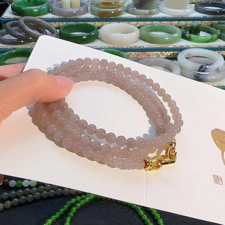 颈饰未镶嵌和田玉冰粉项链