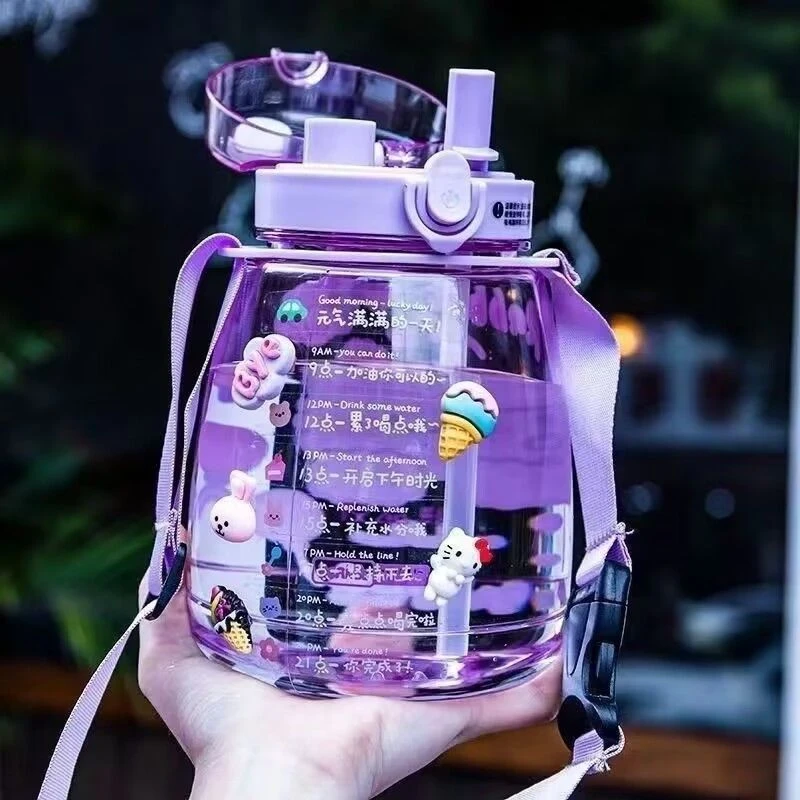 大肚杯吸管加厚塑料水杯夏季女学生高颜值便携网红新款超大容量