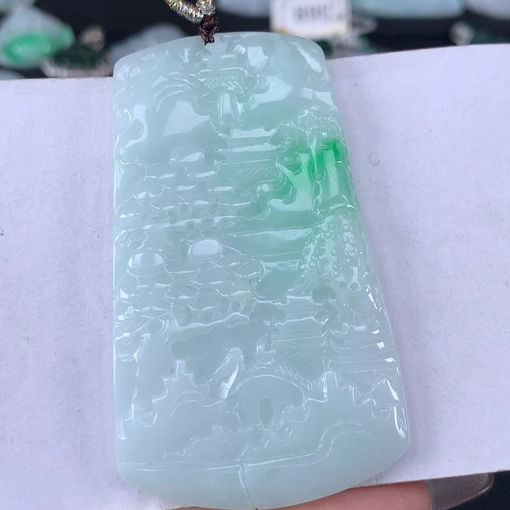 颈饰未镶嵌翡翠山水牌吊坠