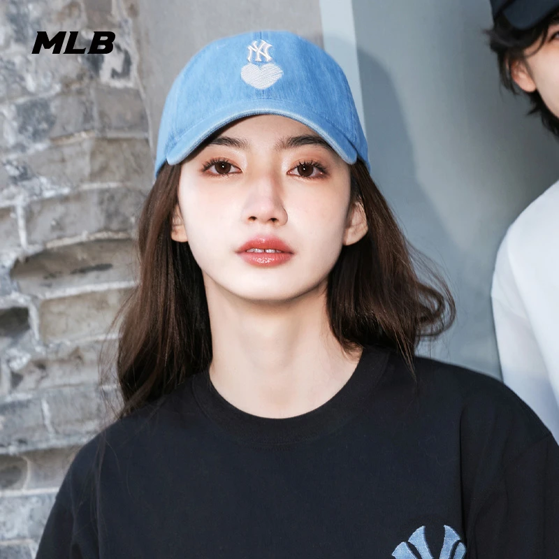 MLB官方流光风棒球帽刺绣爱心LOGO牛仔软顶遮阳帽24夏季新款CPH02