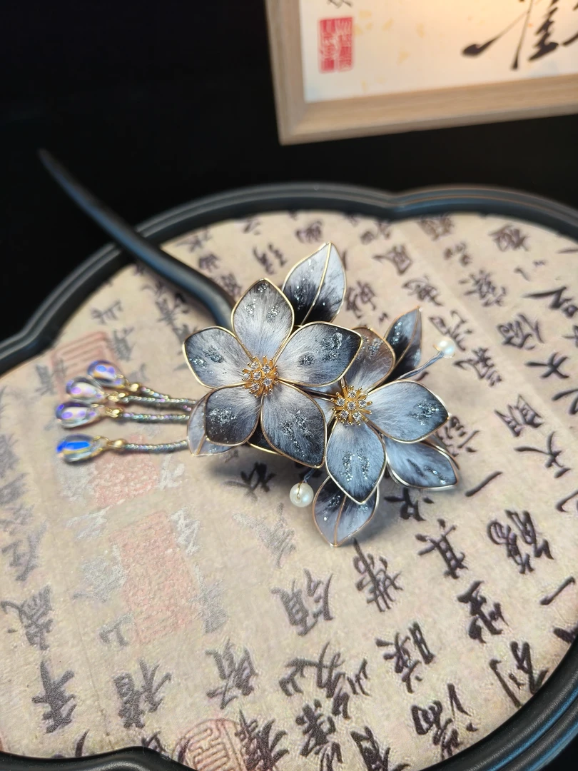 [星云]非遗绒花蚕丝高级感盘发簪簪子发饰复古国风头饰汉服配饰