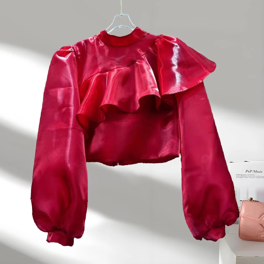 法式时尚洋气精致荷叶边木耳花边套头宽松衬衫花边领衬衣休闲女装