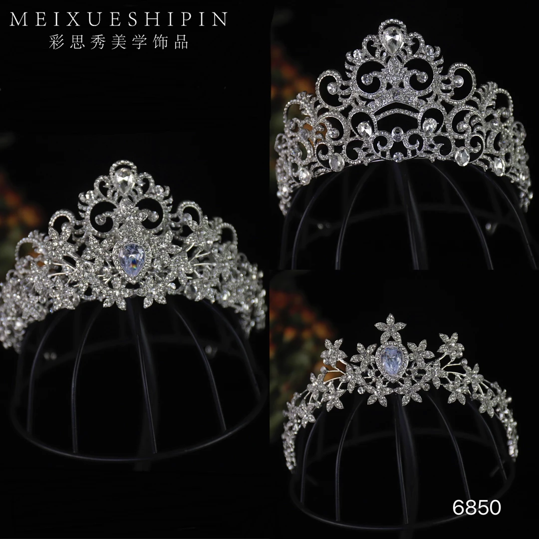 6850新款满钻奢华新娘婚纱礼服两件套头饰