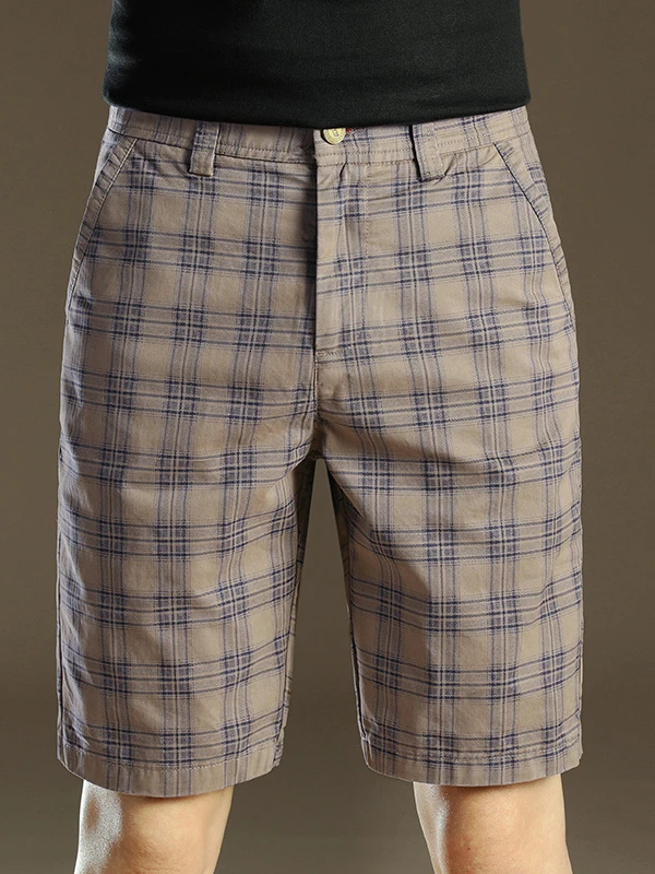2025夏季新款高端格子短裤男薄款透气直筒休闲纯棉五分裤男生中裤