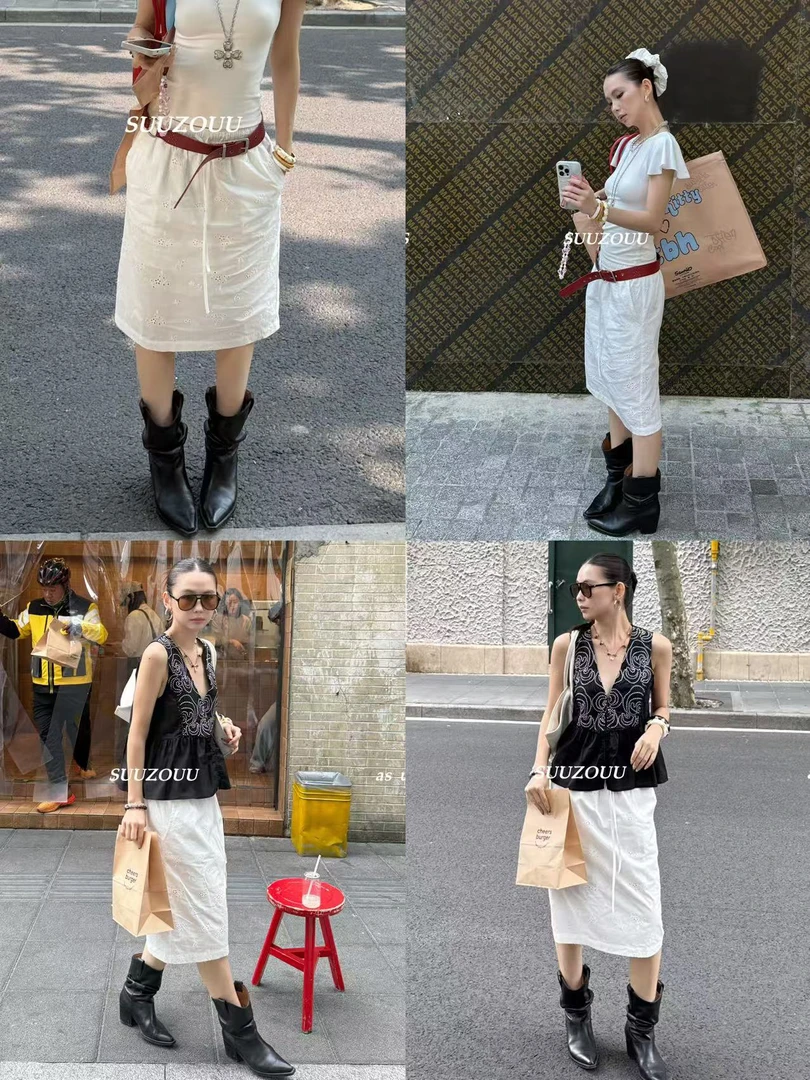 馒头（1mtq312#）是中裙呦！重工勾线花松紧腰半裙6-10