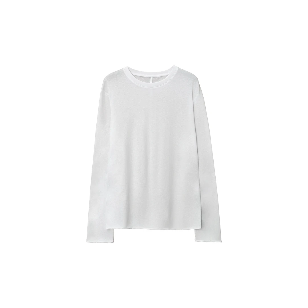 圆领长袖宽松型T恤高领女士纯色简约春季休闲秋冬套头F24D1049