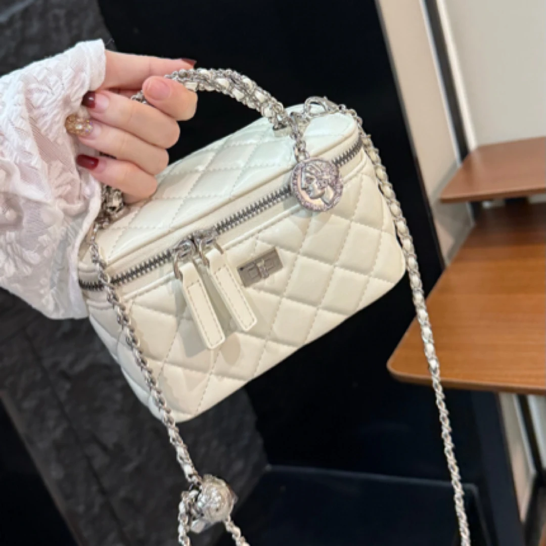 劳拉时黛 【LAURA&SHIDAI 樱花粉菱格盒子包】真皮手提包斜挎包小香