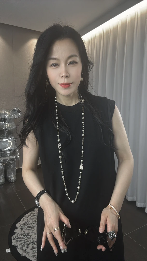 【5091】圆领螺纹拼接无袖直身连衣裙小黑裙