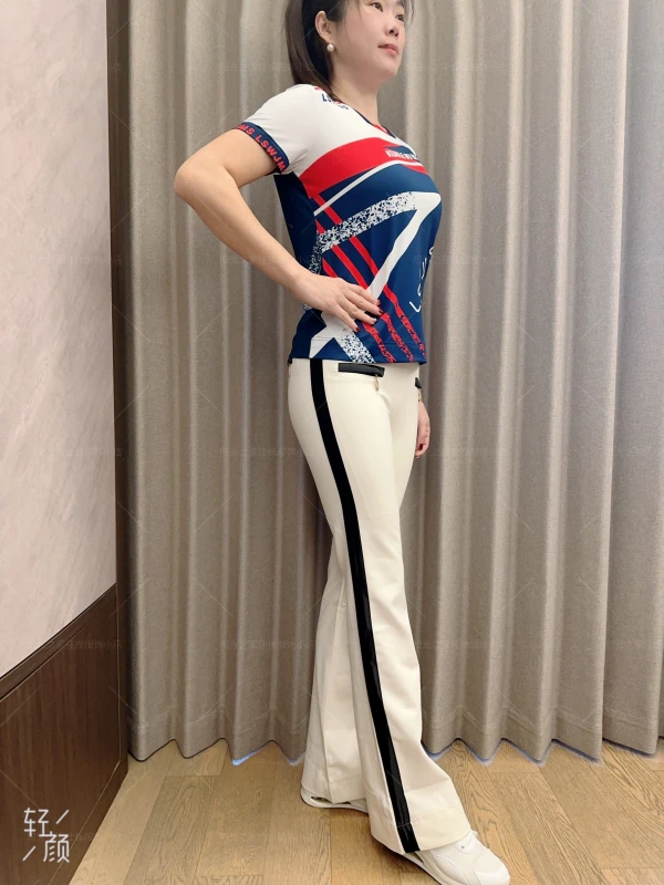 佳木斯健身操 白色高弹力罗马裤子 显瘦时尚透气