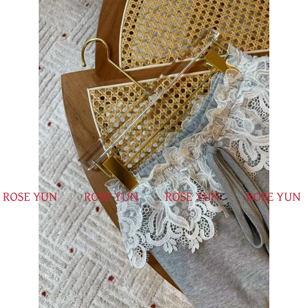 【Rose Yun】镂空蕾丝屁帘抽绳两穿卫裤  252002