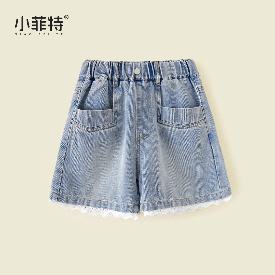 小菲特夏季新款女童休闲时髦牛仔短裤女宝薄款五分裤子JMKX51429