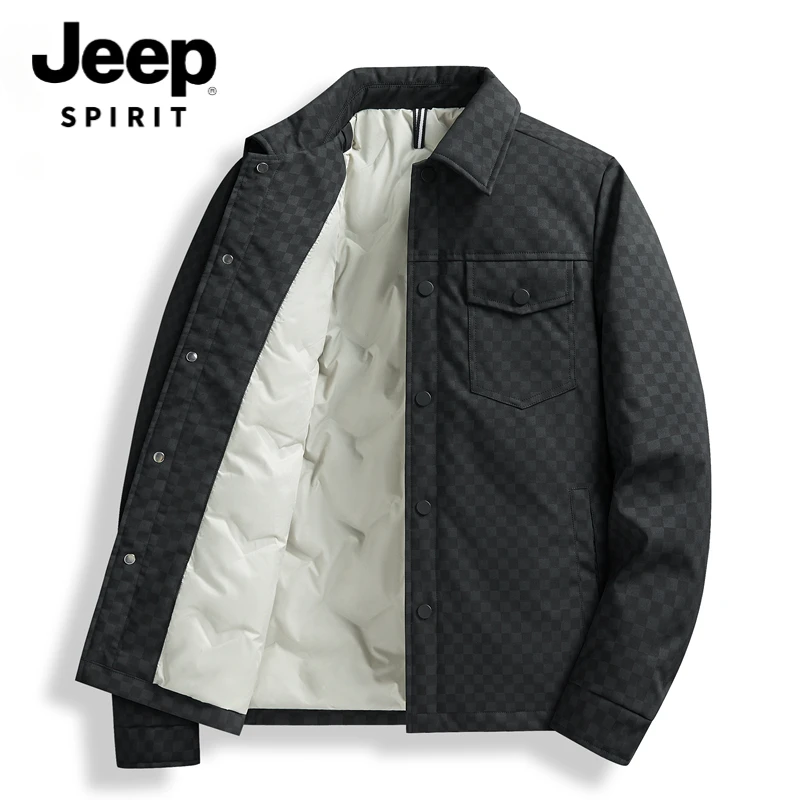 JEEPSPIRIT吉普冬季新款潮流爆款羽绒服男士休闲翻领保暖夹克外套