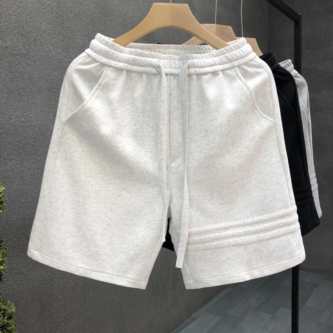 郎的专柜品质白灰色休闲短裤男潮牌五分裤2025夏季新款宽松运动裤