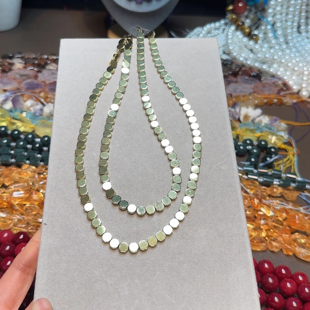 玛瑙/玉髓合金珠宝半成品6mm黑胆石到手2条