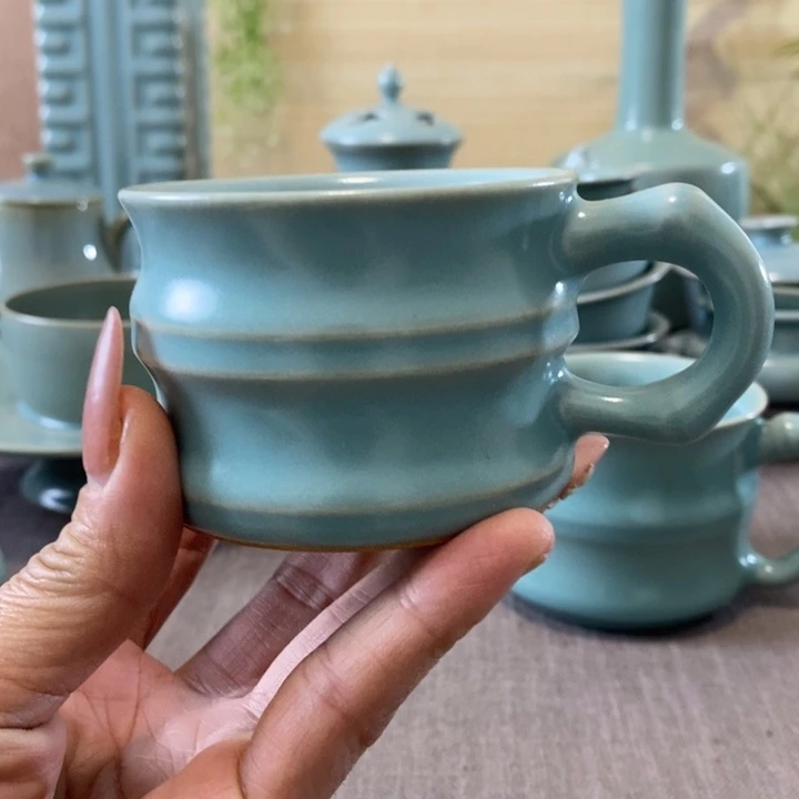 瓷片小竹节杯一一一一一一一