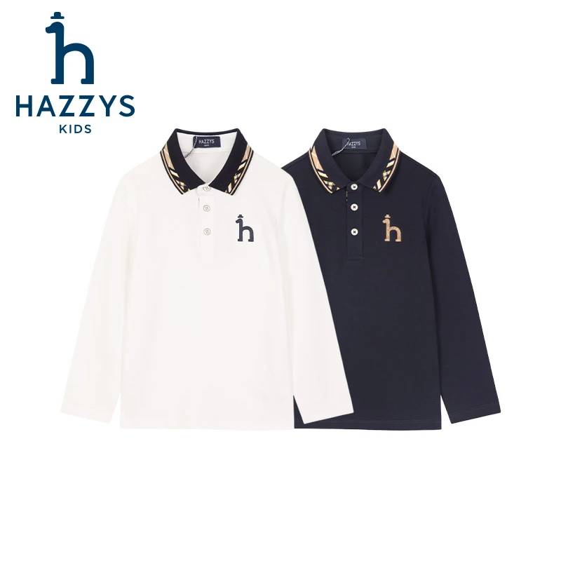 Hazzys/哈吉斯品牌童装【大冰】男女童Polo长袖休闲翻领春秋百搭