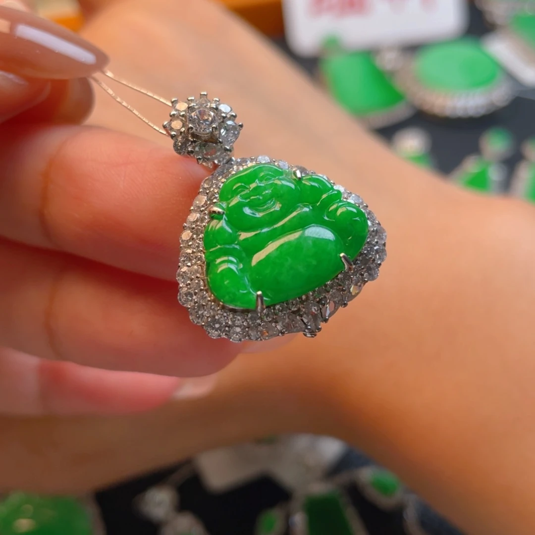 翡翠银S925镶嵌颈饰