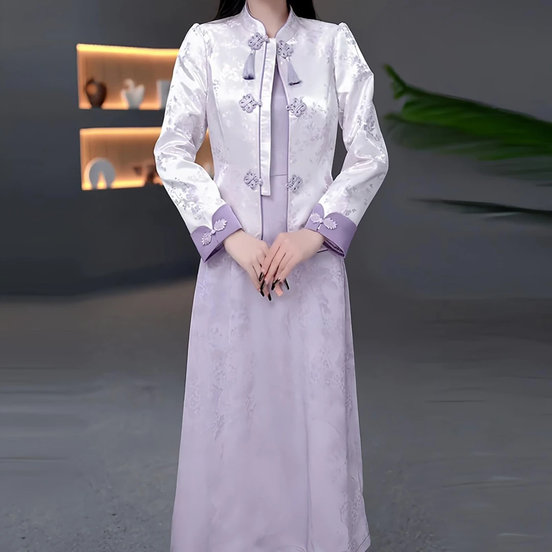 高贵优雅时尚套装女2025年春季新款中年妈妈装洋气减龄两件套裙子