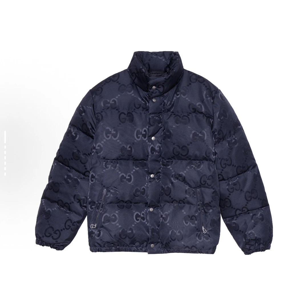 99新 GUCCI/古驰  FW22 Logo满印立领长袖羽绒服 52码  BB01066