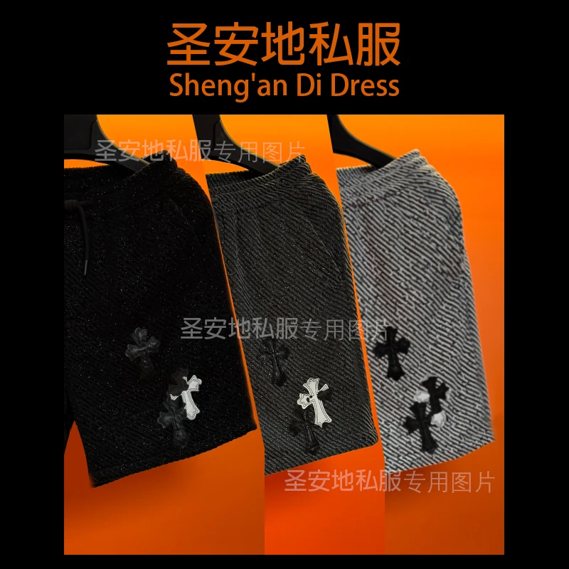 高货轻奢2025年夏季新款薄款时尚闪银丝拼皮微宽松4分休闲短裤男