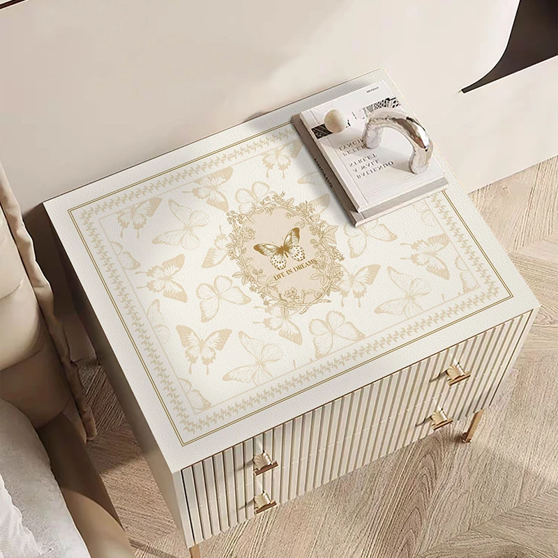 轻奢卧室床头柜防水耐脏皮革盖垫高级感免洗洗衣机盖布定制蝴蝶款