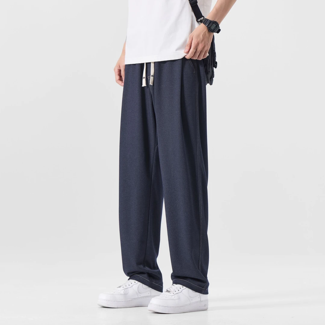 原色冰丝牛仔裤男夏季薄款2025新款美式男士宽松直筒垂顺休闲裤子