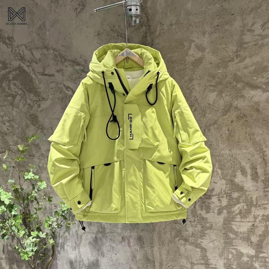 MODEK KODEK冬季男士连帽短羽绒服2025多口袋加厚防水冲锋衣外套