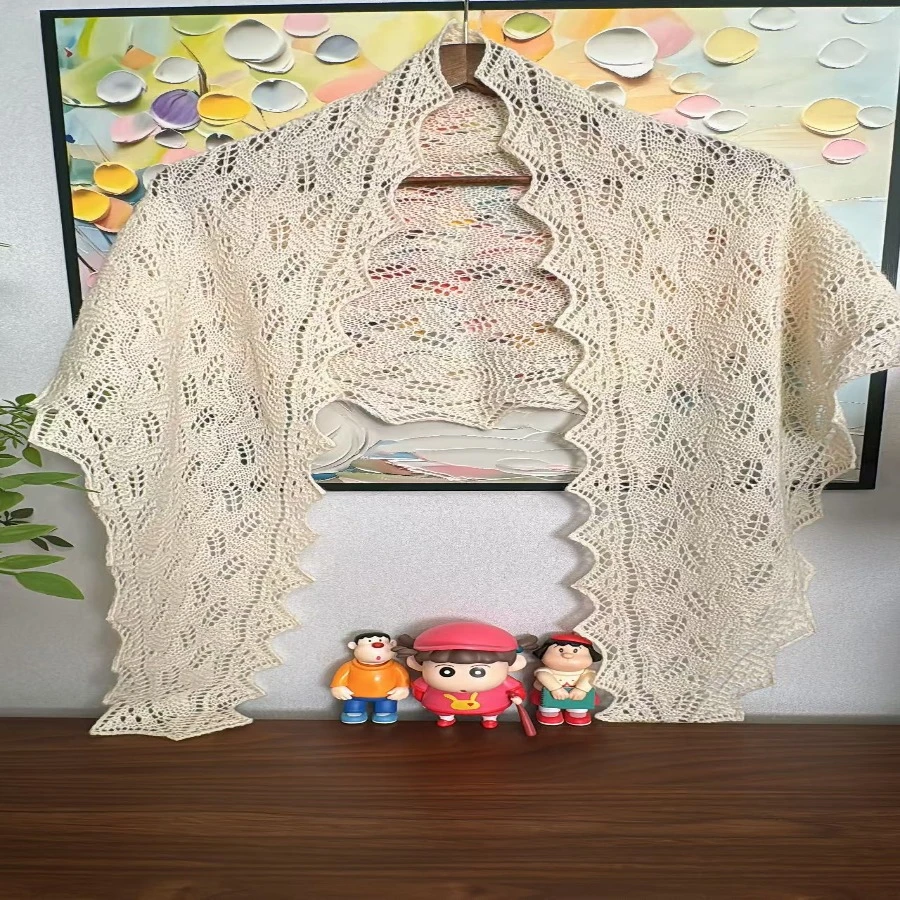 石榴宝+棒针款披肩《念雪》