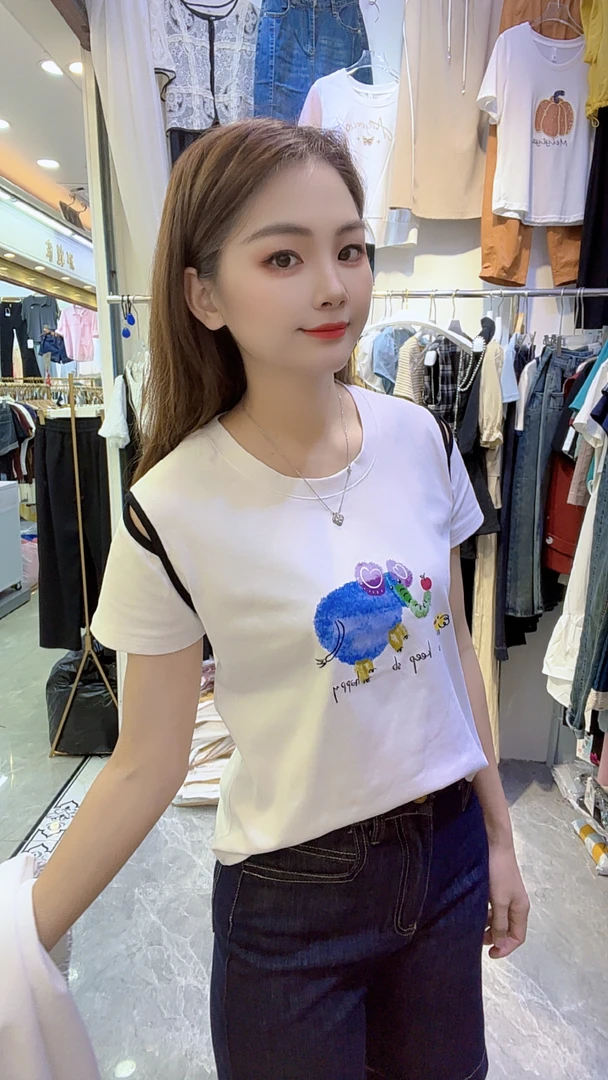 748气质印花小个子时尚分码上衣