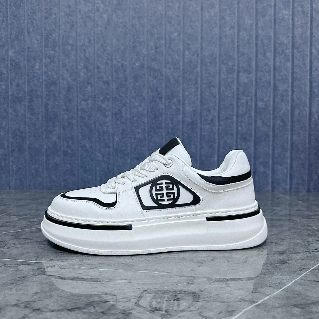 S75黑白-头层牛皮男士休闲时尚百搭男鞋