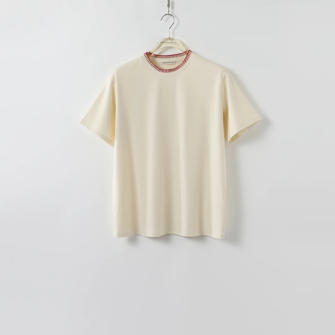 【孤品特价不退换】洛哥25808X 精梳棉设计感撞色绣花休闲短袖