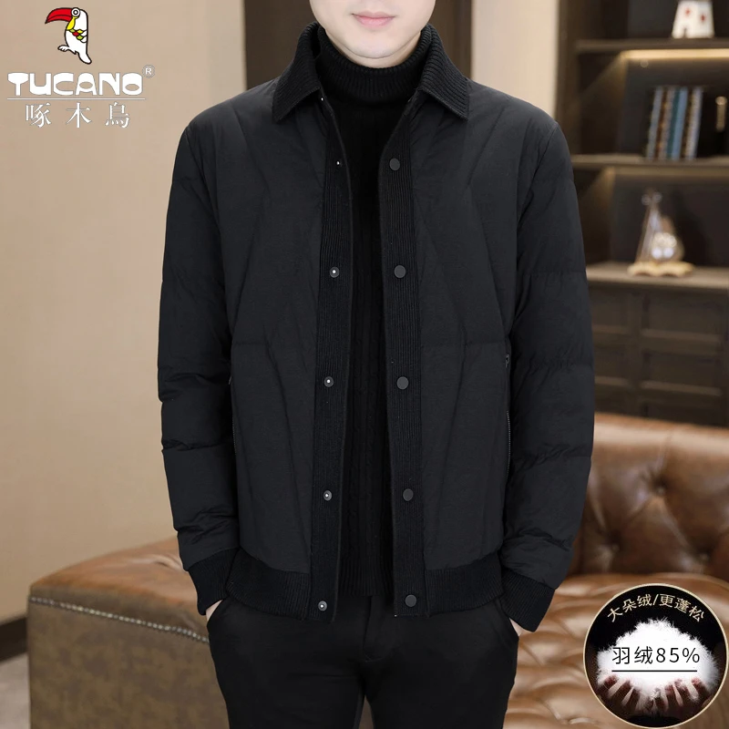 TUCANO/啄木鳥冬季休闲商务翻螺纹领轻薄夹克羽绒服高档男士外套