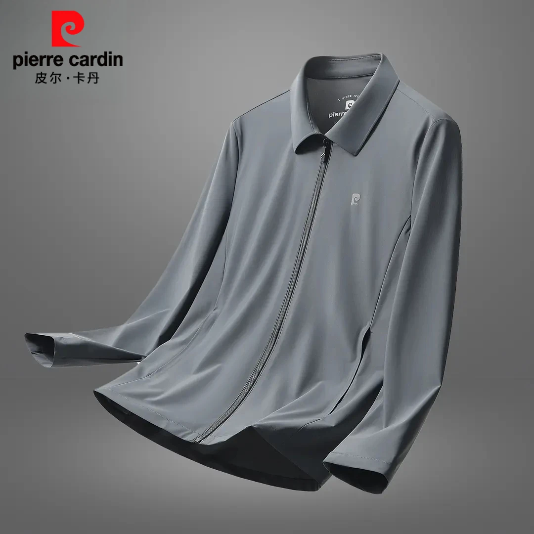 皮尔卡丹翻领商务休闲夏季透气薄款夹克男装外套商务运动户外男士