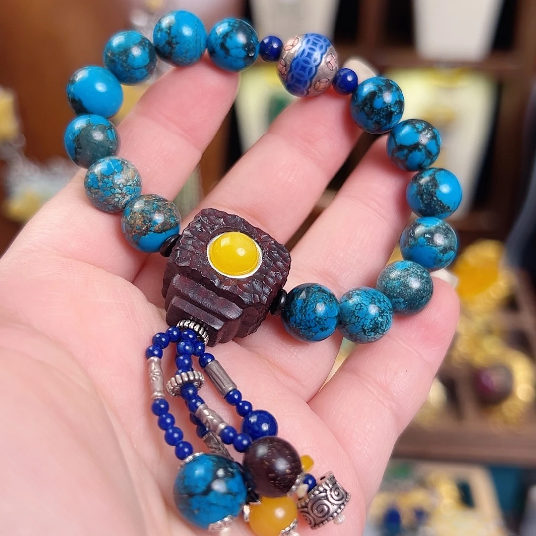 925银珐琅锦和复古设计手链