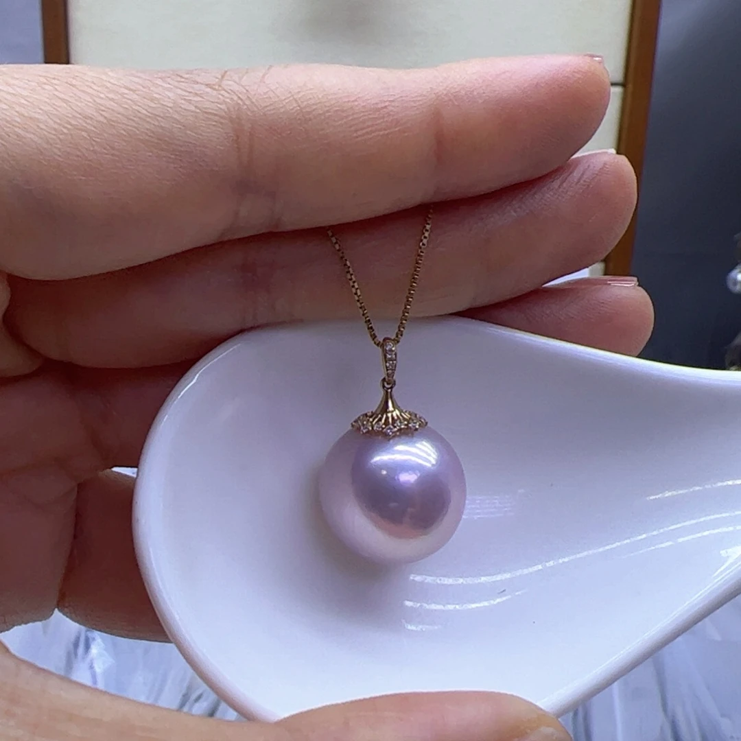 淡水珍珠吊坠(赠链)18K金镶嵌