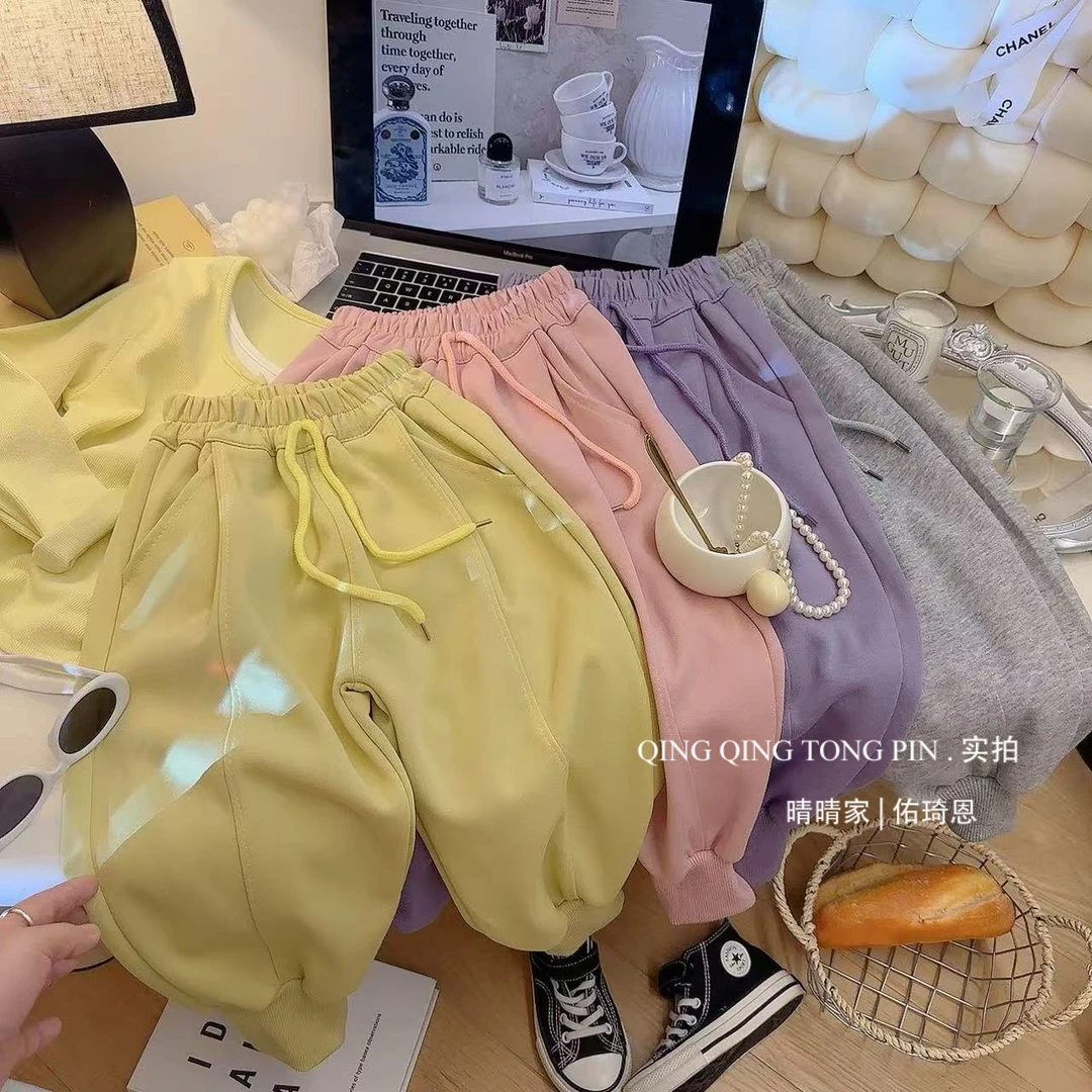 女童春装裤子2025卫裤运动裤糖果色长裤休闲裤洋气韩版宽松裤子