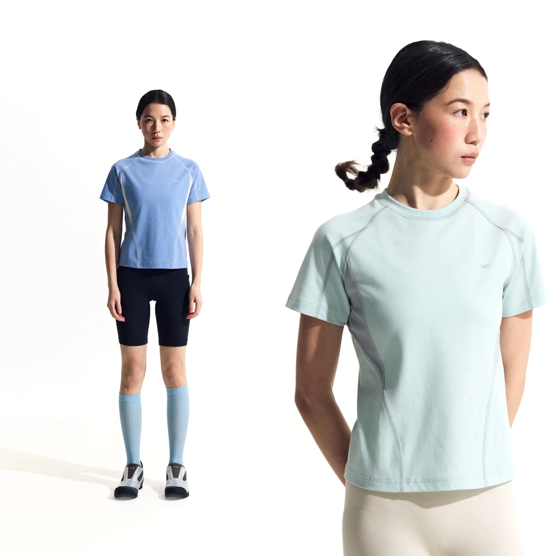 NORYBRAND 男女同款运动训练速干短袖简约拼色休闲T恤情侣