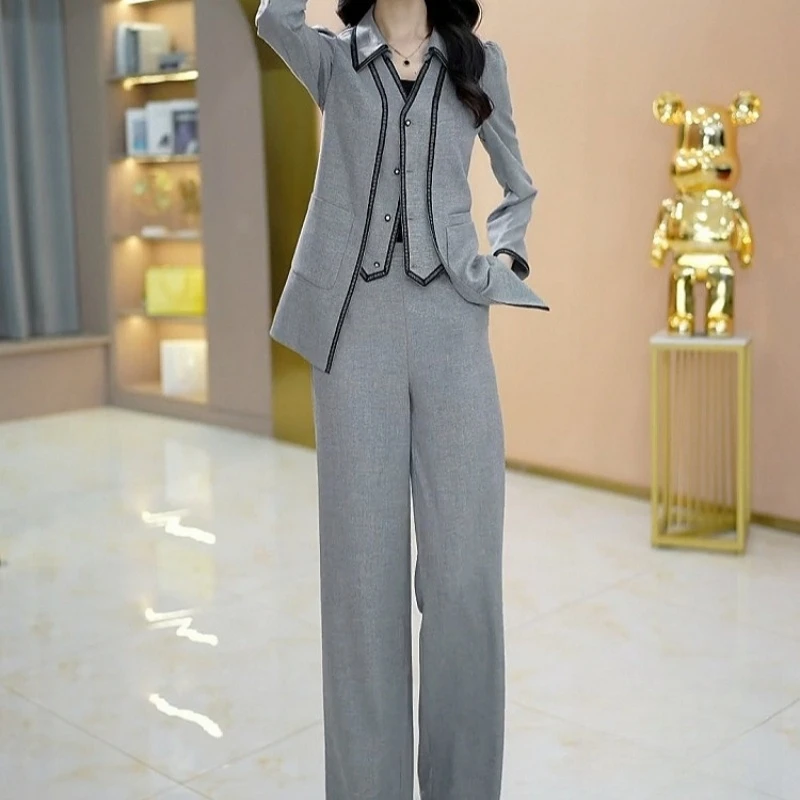 2025春季新款优雅时尚套装高级感精致大气减龄修身显瘦外套+裤子