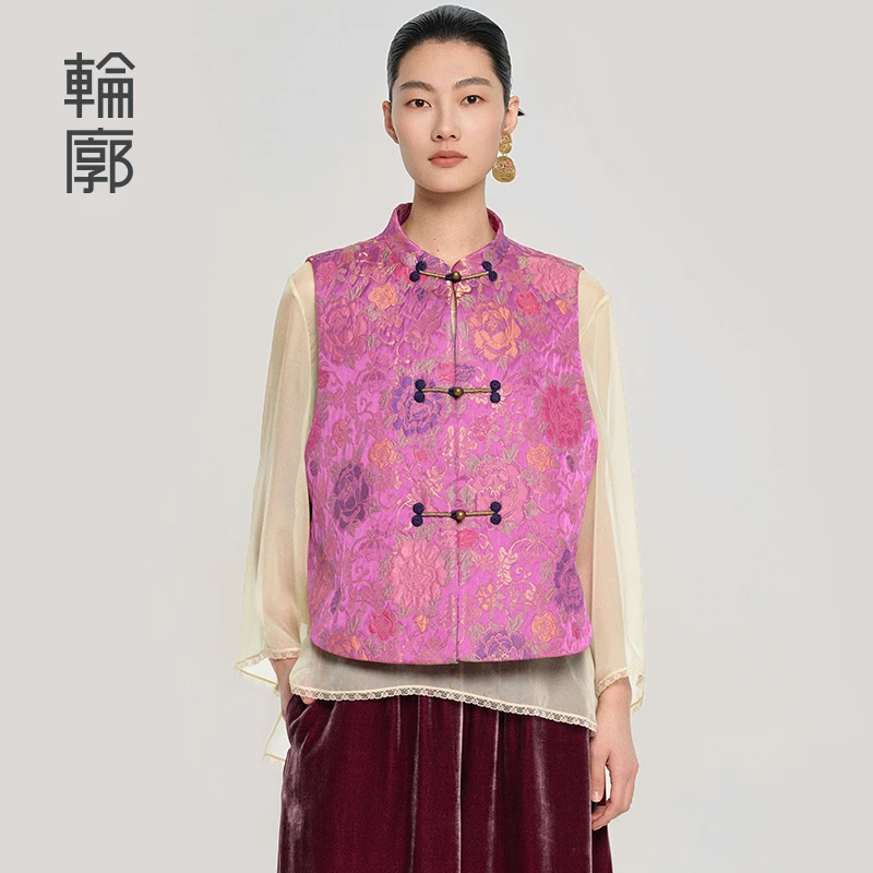 轮廓万花锦立领提花马甲L251Y007国风新中式马夹时尚减龄外穿春季
