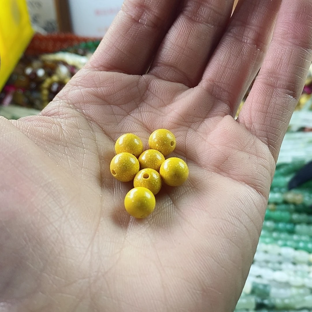 玛瑙/玉髓珠宝半成品合金13个雄黄沙卡8mm圆珠A002