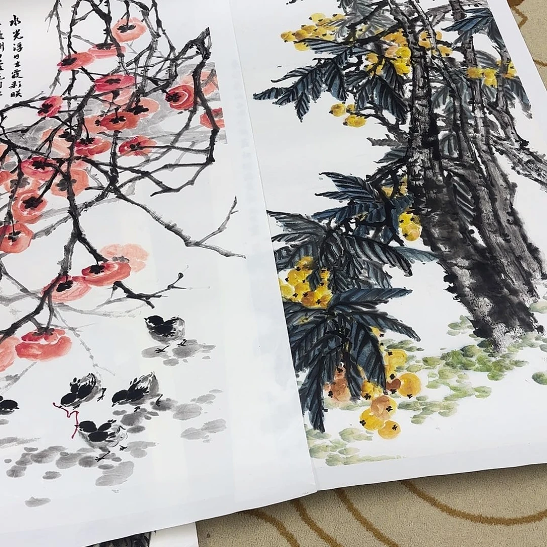 奥***莉国画谷佳花鸟作品两张艺