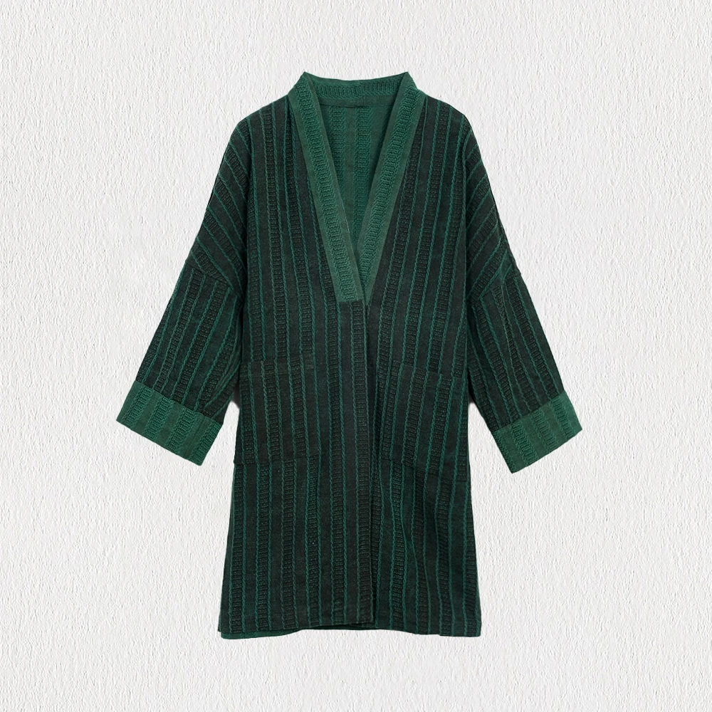 YZ 2025春季设计师新款时尚大气女士国风双面穿复古绿风衣84138