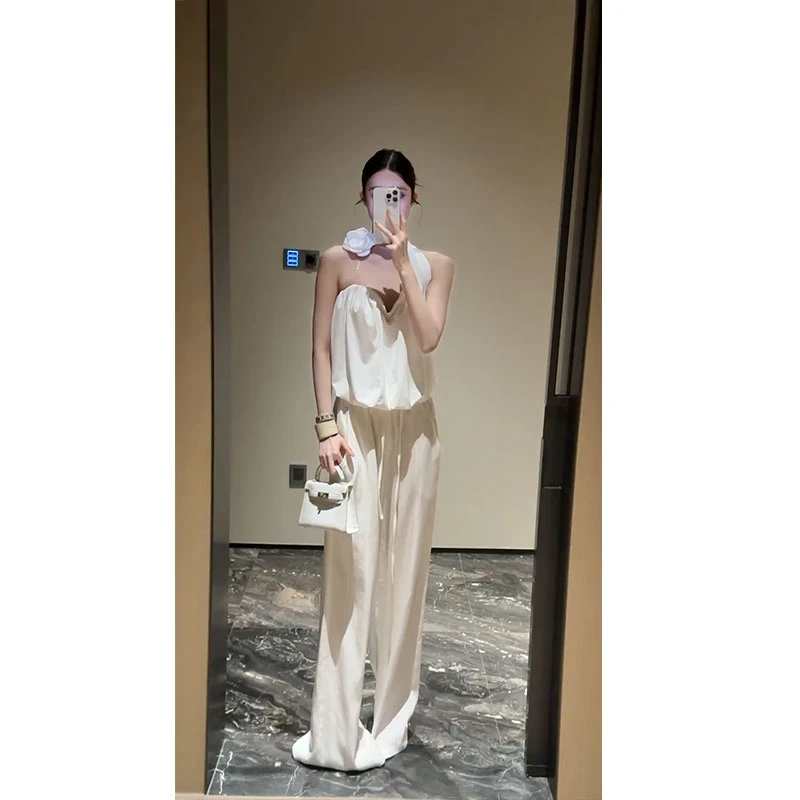 花苞挂脖吊带背心女外穿夏季纯欲辣妹性感绝美上衣配显瘦休闲裤