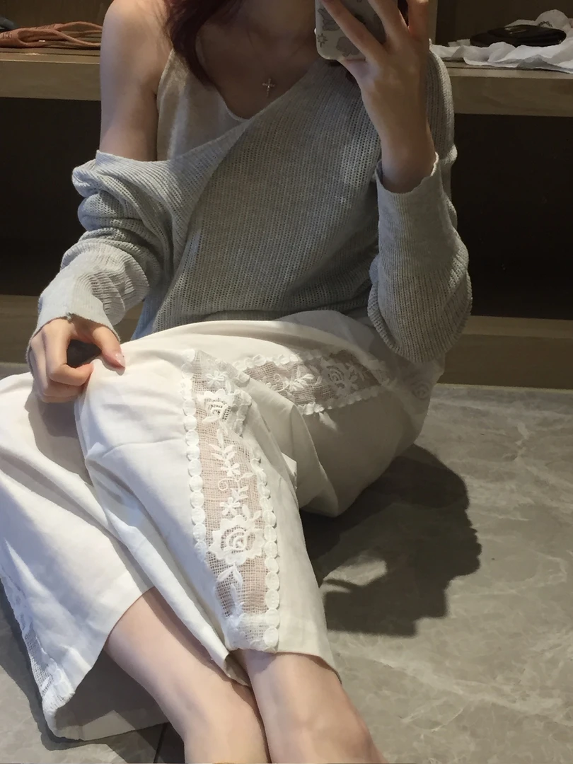 【羊陈通】*蕾丝花边裤*松紧腰版夏季镂空春夏