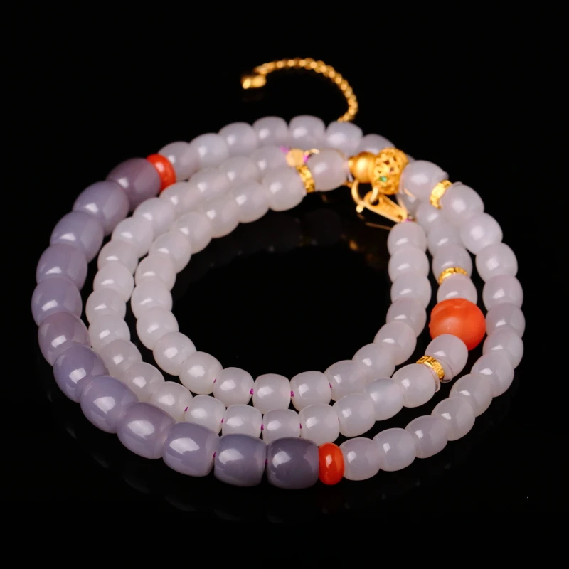 【泓贝珠宝-N009】和田玉烟紫设计款项链