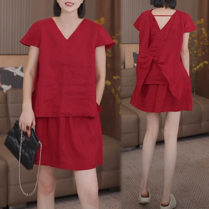 洋气减龄高级短袖体恤短裤两件套2025夏季新款简约老钱风女装套装