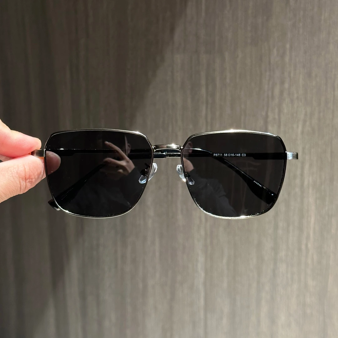 男士偏光太阳镜大脸防紫外线潮流时尚百搭高级感细边框方形太阳镜