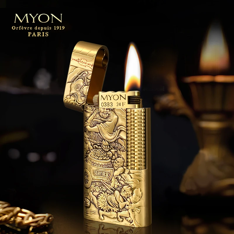 MYON百年店爵士待机王五鬼运财原铜款一机一码欧洲勉牌煤油打火机