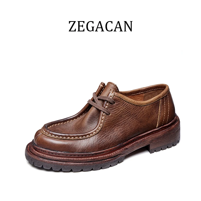 24新款工装老爹鞋宽头皮鞋时尚厚底厚牛皮男士英伦男鞋大头鞋皮底